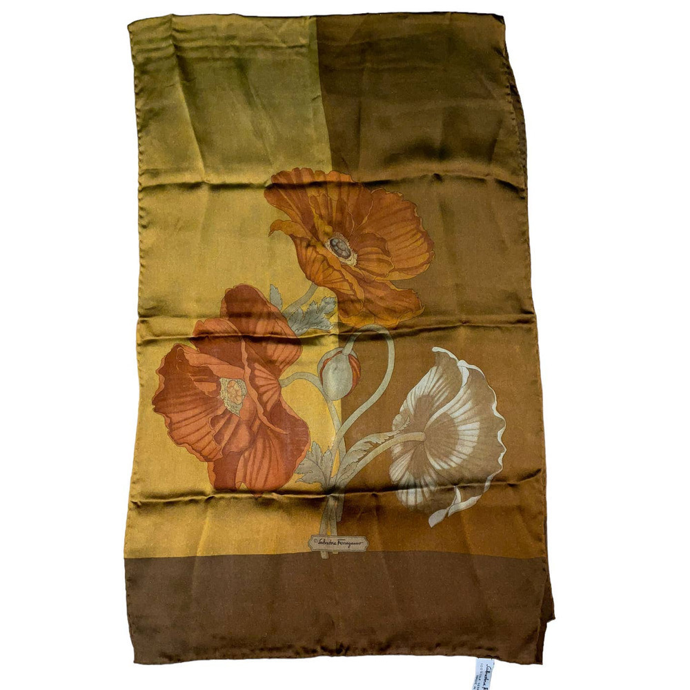 Salvatore Ferragamo Rectangular Silk Scarf 16”X 54”